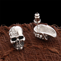 Halloween Skull Stud Earrings With Rhinestone For Women Girls