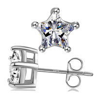 Emma Manor 925 Sterling Silver Stud Earrings 5 Point Star Cubic Zirconia Ear Stud for Women Men Girl CZ 5mm-7mm\n