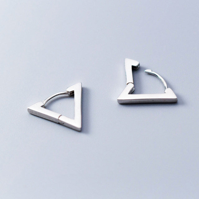 Men's Clip-on Triangle Sterling Silver Earrings