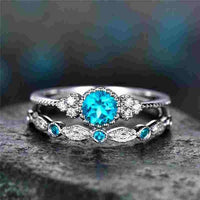 2Pcs/Set 2018 Luxury Green Blue Stone Crystal Rings For Women Sliver Color Wedding Engagement Rings Jewelry Dropship bagues pour - DRE's Electronics and Fine Jewelry