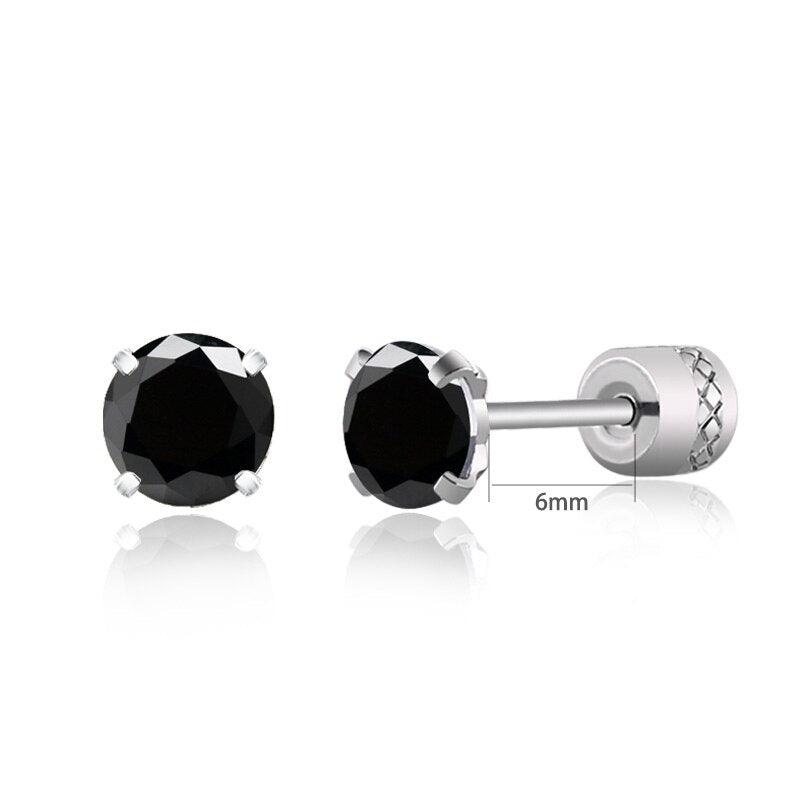 Steel Cubic Zirconia Crystal Stone Round Small Stud Earring for Women Wedding Unusual helix screw earrings Man Jewelry female - DRE's Electronics and Fine Jewelry