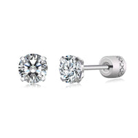 Steel Cubic Zirconia Crystal Stone Round Small Stud Earring for Women Wedding Unusual helix screw earrings Man Jewelry female - DRE's Electronics and Fine Jewelry