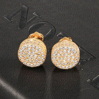 Hip HOP 1Pair Micro Full Paved Rhinestone Round Zircon CZ Stone Bling Iced Out Stud Earring Copper Earrings For Men Jewelry - DRE's Electronics and Fine Jewelry