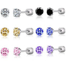 Steel Cubic Zirconia Crystal Stone Round Small Stud Earring for Women Wedding Unusual helix screw earrings Man Jewelry female - DRE's Electronics and Fine Jewelry