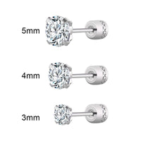 Steel Cubic Zirconia Crystal Stone Round Small Stud Earring for Women Wedding Unusual helix screw earrings Man Jewelry female - DRE's Electronics and Fine Jewelry