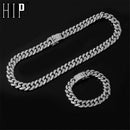 Hip Hop Iced Out Paved Rhinestones 1Set 8MM 13MM Full Miami Curb Cuban Chain CZ Bling Rapper Necklaces For Men Jewelry - DRE's Electronics and Fine Jewelry