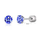 Steel Cubic Zirconia Crystal Stone Round Small Stud Earring for Women Wedding Unusual helix screw earrings Man Jewelry female - DRE's Electronics and Fine Jewelry