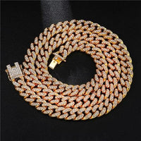 Hip Hop Iced Out Paved Rhinestones 1Set 8MM 13MM Full Miami Curb Cuban Chain CZ Bling Rapper Necklaces For Men Jewelry - DRE's Electronics and Fine Jewelry