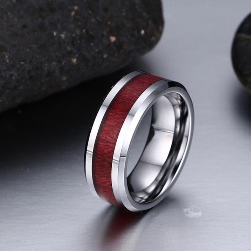 Fashion Jewelry Brown Red Stainless Steel Couple Ring Casual Male Ring Elegant Female Ring Engagement Valentine's Day Gift - DRE's Electronics and Fine Jewelry