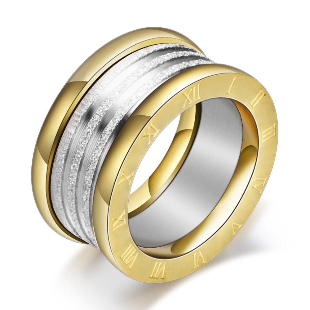 Two Color Vintage Antique Retro Stainless steel Rings For Women Men Jewelry Engagement Wedding Rings