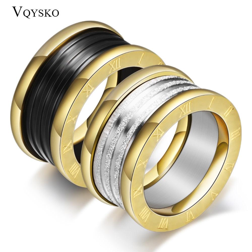 Two Color Vintage Antique Retro Stainless steel Rings For Women Men Jewelry Engagement Wedding Rings