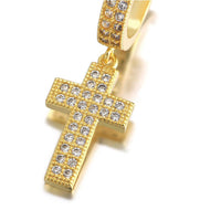 Double Row Zircon Cross Earrings Micro-set Zircon Hiohop Personalized Men's Earrings - DRE's Electronics and Fine Jewelry