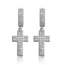 Double Row Zircon Cross Earrings Micro-set Zircon Hiohop Personalized Men's Earrings - DRE's Electronics and Fine Jewelry