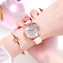 Luxury Diamond Women Watches 2019 Rose Gold Magnetic Ladies Wrist For Bracelet Watch Female Clock Relogio Feminino - leather white