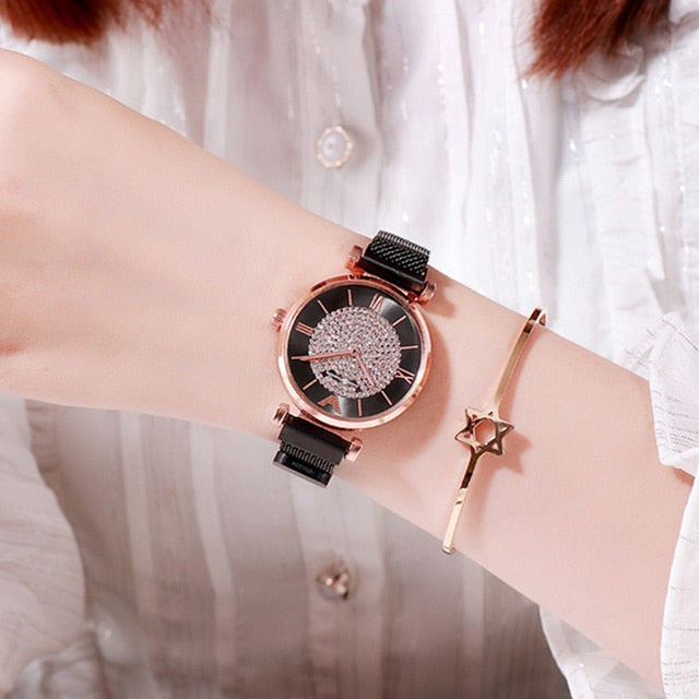 Luxury Diamond Women Watches 2019 Rose Gold Magnetic Ladies Wrist For Bracelet Watch Female Clock Relogio Feminino