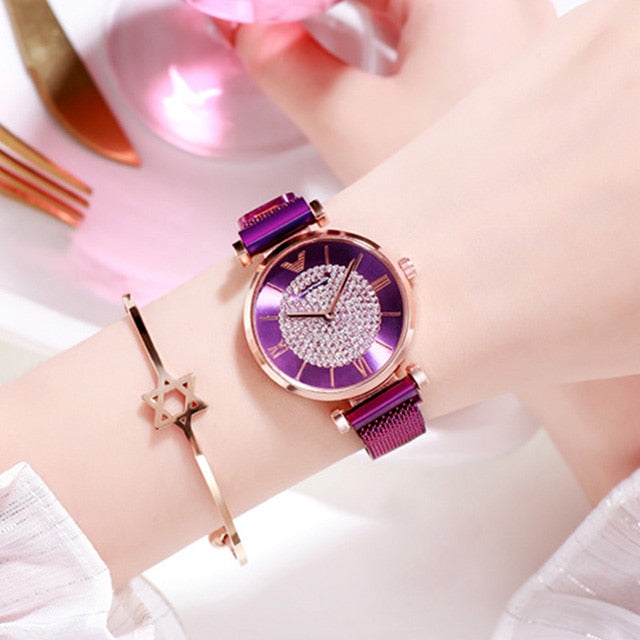 Luxury Diamond Women Watches 2019 Rose Gold Magnetic Ladies Wrist For Bracelet Watch Female Clock Relogio Feminino